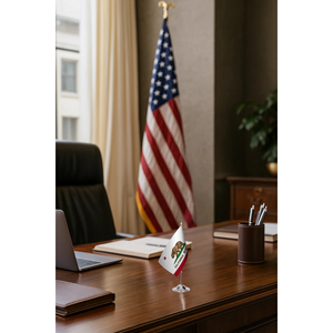 Drapeau de bureau personnalisé de l'État de Californie, impression numérique sur nylon, plastique, polyester, soie, pour le secteur automobile, l'assurance et l'éducation - Product Image 2