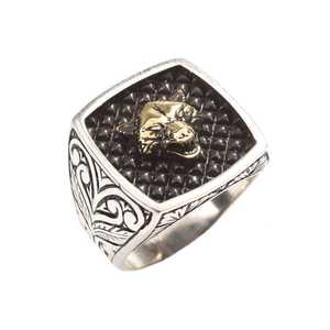 Men's 925 Sterling <b>Silver</b> Wolf Head and Arm Inlaid <b>Ring</b> HipHop Fashion with Rose Gold Rhodium Plating Gift - Product Image 1