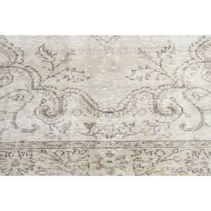 2,6x6,3 ft Rug, Vintage Turkish Rug, White <b>Brown</b> Patchwork Wool Rug - Product Image 5