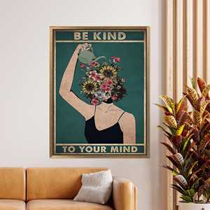 Sublimez votre espace avec des œuvres d'art imprimées sur toile pour le bien-être, encadrées de cadres dorés - Product Image 1