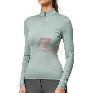 Haut d'équitation tissu extensible respirant Élégant athlétique équestre femmes évacuation de l'humidité conception légère et confortable - Product Image 1