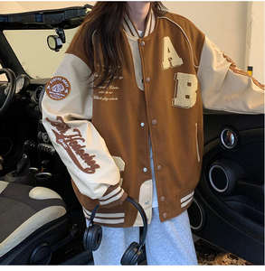 Oem Blouson de baseball personnalisé de haute qualité avec broderie sur mesure pour hommes Blouson universitaire à manches en cuir Letterman - Product Image 2