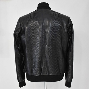 Áo Khoác Da Nữ Dập Nổi Da Trăn Màu Đen Da Bò Thật Phong Cách Bomber Da Lộn Mới - Product Image 5