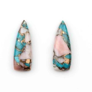 10x30mm naturel Turquoise cuivre pierres précieuses Cabochon plat Long trillion Quartz fabrication de bijoux opacité variété pierres précieuses en vrac - Product Image 4