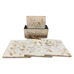 Dessous de verre de luxe fait à la main MOP par Tradebyd Décor de table élégant pour salle à manger et café - Product Image 1