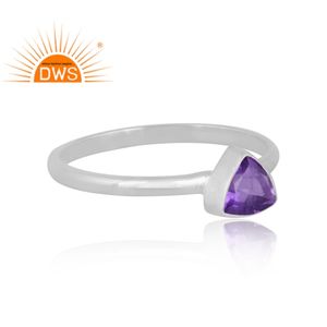 Anillo Triangular de piedras preciosas de amatista Natural de plata de ley más vendido, joyería personalizada para mujer, regalo para ella - Product Image 3