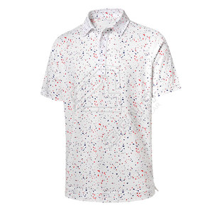 เสื้อกอล์ฟผู้ชายแขนสั้นผ้าโพลีเอสเตอร์แห้งสำหรับโปโลเสื้อยืดปักลายผ้าถักขายส่ง - Product Image 1