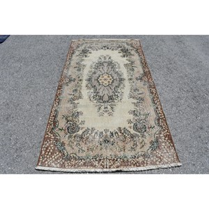 Tapis Vintage en Laine et Polyester Turc 37X68 pieds Classique Rectangle Patchwork Design Fait Main Support en Latex pour le Salon - Product Image 1