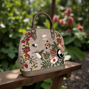 Vegan Leather Luxury Designer Handbag for Women-Stylish Half Moon Tote with Embroidery Zipper Closure 2-2.9L Capacity - Product Image 6