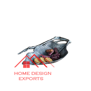 Design tendance Dernier plateau décoratif pour la décoration de mariage Vente chaude Plateau de feuilles décoratif fini argent - Product Image 1