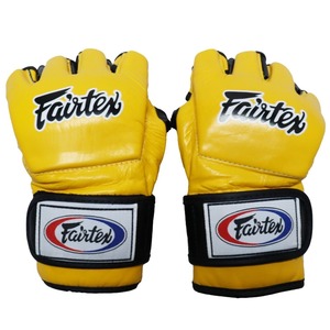 ถุงมือ MMA Fairtex สีเหลืองแบบครึ่งนิ้ว พร้อมสายรัดข้อมือที่แน่นหนา สำหรับศิลปะการต่อสู้ ถุงมือชกมวยหนังแท้สำหรับฝึกซ้อม MMA - Product Image 4