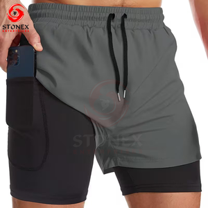 Hot Sale Mens Gym Shorts <b>Drawstring</b> Custom Breathable Quick Dry Spandex/Polyester Flexible Sportswear Workouts Bulk Wholesale - Product Image 1