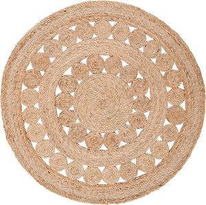 Tapis en jute réversible de style bohème moderne, tissé à la main, tapis tressé beige écologique pour la porte de la maison, le salon et l'extérieur. - Product Image 1