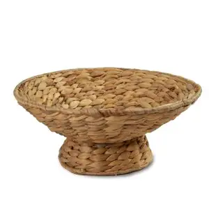 Wholesales eco-friendly Natural Wicker Pedestal Bowl And Decorative Woven Serving Tray For Table kitchen