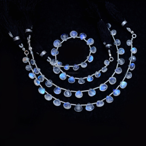 Piedra lunar arcoíris Natural facetada en forma de pera 6 pulgadas 5x5 a 8x7 MM cuentas de piedras preciosas hebra para hacer collar de joyería - Product Image 1