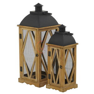 Qualité supérieure Conceptions personnalisées Lanterne à couvercle en métal de Noël Pots de bougie en bois uniques Couverture en métal Qualité Autres bougeoirs - Product Image 1