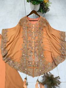 Unity Luxure Premium Georgette Embroidered Kurta Set with Palazzo & <b>Cape</b> Dupatta Festive Wear - Product Image 4