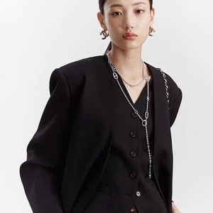 Collier en acier inoxydable plaqué or 18 carats avec maillons en forme de nez de cochon, fermoir OT, chaîne de pull à pampilles pour <span class=keywords><strong>femme</strong></span>, bijoux inaltérables - Product Image 3