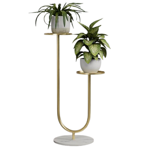Ensemble de 3 supports de plantes de jardin intérieurs/extérieurs durables et écologiques en fer finition or avec pots de balcon - Design de luxe fait à la main - Product Image 2