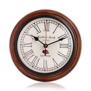 Classical Round Wooden <b>Wall</b> Clock With Shiny Polish Customized Round Wooden and Brass <b>Wall</b> Clock - Product Image 5