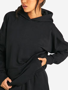 Sudadera con capucha de gran tamaño personalizada para mujer, Material de algodón 100% en blanco, ropa de calle ligera de secado rápido, Sudadera con capucha OEM - Product Image 2