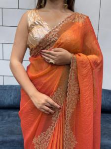 Fendy Fabrics 'Soft Golden Moss Satin Eco-Friendly Saree Blouse pour les femmes Rich Silk Panel Cut Work Diamond Flower Ethnic Bandana - Product Image 5