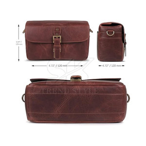 Wholesale <b>Price</b> Leather Single Shade <b>Camera</b> Bag Solid Color OEM Custom Logo <b>Camera</b> Shoulder Bag - Product Image 4