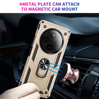 Étui de téléphone portable robuste en TPU+PC avec anneau magnétique premium, support rotatif, antichoc et léger pour Redmi