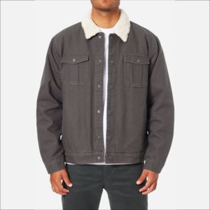 Haute qualité hommes élégant toile col rabattu 100% coton jean gris foncé Denim vestes faible quantité minimale de commande personnalisé lavé avant Logo - Product Image 5