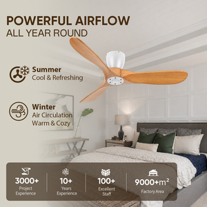Ventilador de techo de madera maciza de 42 pulgadas, sin luz, con motor reversible de CC y control remoto para sala de estar, disponible en EE. UU. - Product Image 2