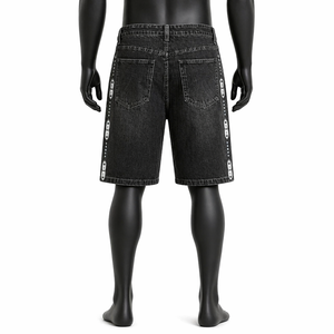 Pantalones Cortos de Mezclilla Gráficos Vintage Personalizados para Hombre, Estilo Holgado, Estampados, Largos hasta la Rodilla, Venta al por Mayor OEM - Product Image 2