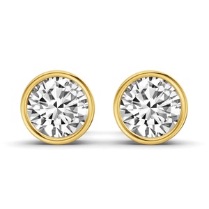 Boucles d'oreilles clous classiques polies avec diamants de laboratoire ronds, 1 carat total, couleur F-G, clarté VS, en or massif 14K, sécurisées pour un usage quotidien - Product Image 1