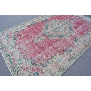Alfombra turca Vintage rojo Beige 6,6X10 pies área grande diseño de retazos de lana para pasillo o dormitorio con respaldo de látex - Product Image 2