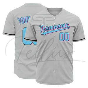 Maillots de baseball personnalisés avec nom et numéro d'équipe, manches courtes, respirants, séchage rapide, 100% polyester, vêtements de sport, prix d'usine pas cher - Product Image 5
