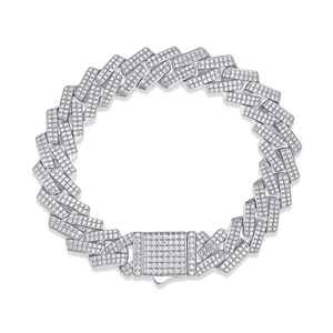 High Quality 925 Sterling Sliver <b>Cuban</b> <b>Link</b> <b>Bracelet</b> For <b>Men</b> & Women Iced Out Bling For Hip Hop Style Jewelry - Product Image 1