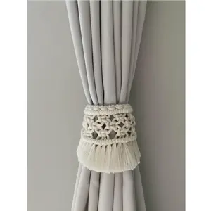 Kait Tirai Macrame Desain Terbaru Boho Penahan Gorden Katun Alami Penutup Tirai Jendela Tenun Ikat Belakang