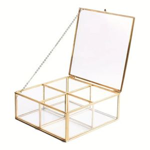 Boîte à bijoux carrée en verre métallique haut de gamme Design de luxe exquis pour un stockage élégant et organisé - Product Image 2