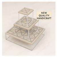 Boîte de rangement de luxe carrée en bois d'acacia et acrylique, design islamique, avec couvercle, faite à la main, personnalisée, cadeau premium du Ramadan pour dattes et fruits secs