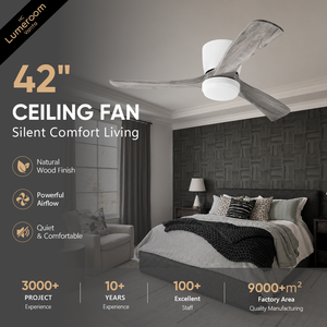 42 Inch Low Profile <b>Ceiling</b> <b>Fan</b> <b>with</b> Light,Gray Wood Finish Modern <b>Ceiling</b> <b>Fan</b> for Bedroom,Quiet DC Motor,<b>Remote</b> APP Control - Product Image 1