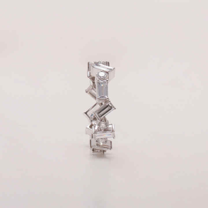 แหวนเพชรทรงบาแกตต์และทรงกลม 2 กะรัต, แหวนเพชรหรูหราสำหรับงานหมั้น, แหวนเพชรแบบเต็มวง, แหวนแต่งงานสำหรับเจ้าสาว - Product Image 3