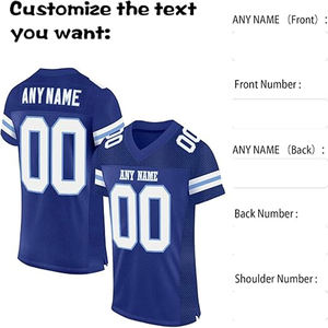 Uniforme de football américain en polyester respirant grande taille motif lettre hiver printemps été saisons avec logo avant - Product Image 5