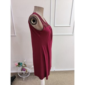 Robe courte en viscose à bretelles et col rond en dentelle pour femme, 35500 - Bourgogne - Product Image 6