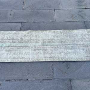1.6x8.3 ft Turkish <b>Runner</b> <b>Rug</b>, Vintage Gray Solid <b>Rug</b> - Product Image 3