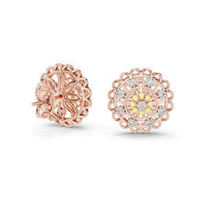 ต่างหูเพชร Floral Lab 0.222 กะรัต VVS-VS DEF เพชร CVD และมอยส์ซาไนต์ ทอง 18K, 14K, 10K และเงิน 925 สีโรสโกลด์, สีเหลือง - Product Image 2