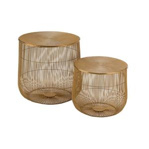 Table d'appoint en aluminium et en fer, design rond avec dessus texturé en rayons de soleil pour salon et chambre à coucher - Product Image 1