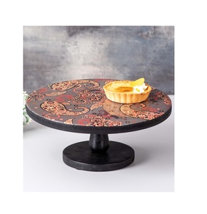 Support à gâteau rond en bois imprimé, grossiste, outils à gâteau, support à gâteau en alliage d'aluminium, décoration de maison, Logo personnalisé - Product Image 1
