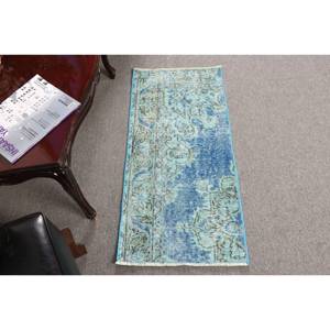 Classique Bleu Vert 1.6 X 3.4ft Patchwork Tapis Turc Grande Surface Laine Viscose Couloir Rectangulaire pour Entrée Nouveau Modèle Latex - Product Image 1