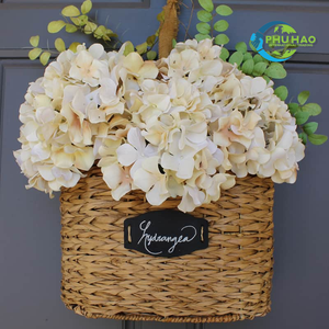 Panier de fleurs en rotin en osier vietnamien élégant Panier de fruits vintage en rotin fabriqué à la main pour les mariages fêtes décor à la maison - Product Image 3