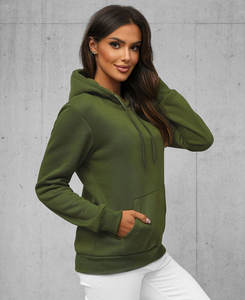 Ladies Regular Fit Custom Label Pullover Custom Women Puff Print Pullover <b>Hoodie</b> Green - Product Image 2