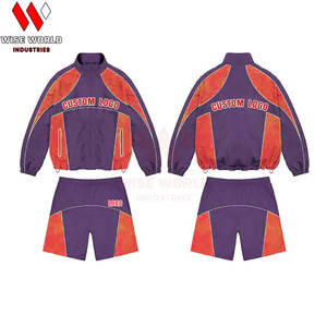 Conjunto de Sudadera con Capucha Corta de Algodón Sólido Personalizable y Transpirable con Pantalones Deportivos a Juego para Hombre, Estilo Urbano, Cortavientos, para Entrenamiento - Product Image 4